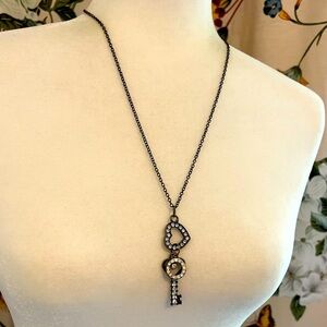 Rhinestones rhinestone necklace heart key sparkly chain 23" with 3" extension